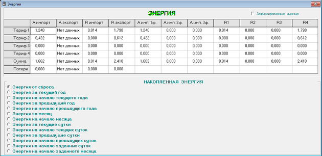 Окно Энергия