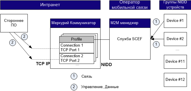 Схема работы в режиме TCP↔NIDD